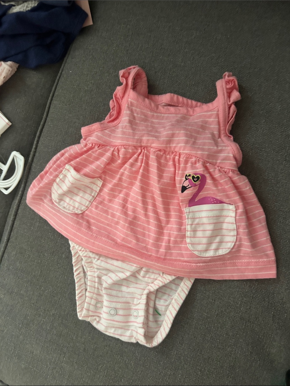 Carter's Pink Striped Ruffle Tank Dress Onesie